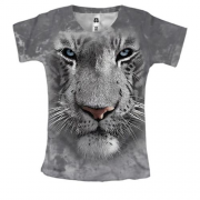 Женская 3D футболка с белым тигром (2)