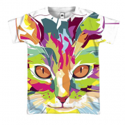 3D футболка з акварельним котом