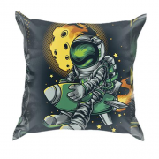 3D подушка с астронавтом на ракете