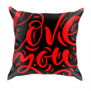 3D подушка с красной надписью "Love you"