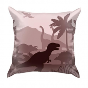 3D подушка с динозаврами в джунглях