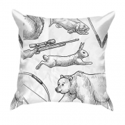 3D подушка с животными и ружьем