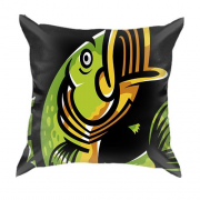 3D подушка с яркой зеленой рыбой