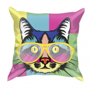 3D подушка з арт-котом в окулярах