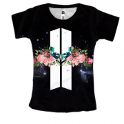 Жіноча 3D футболка BTS з квітами