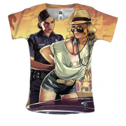 Женская 3D футболка GTA police girl