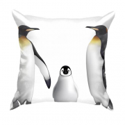 3D подушка с семьей трех пингвинов
