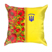 3D подушка с петриковской росписью и гербом Украины (2)