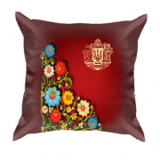 3D подушка с цветами и Большим гербом Украины