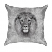 3D подушка Лев на сірому фоні