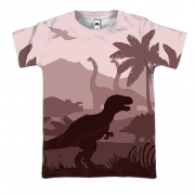 3D футболка с динозаврами в джунглях