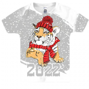 Детская 3D футболка Тигр а шарфе 2022