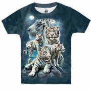 Детская 3D футболка с белыми тиграми