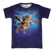 3D футболка Кот ныряет за мышкой