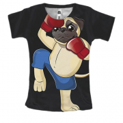 Женская 3D футболка с мопсом боксером