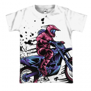 3D футболка с ярким мотоциклистом