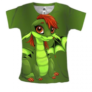 Женская 3D футболка с зеленым дракончиком