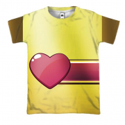 3D футболка с линейным сердечком