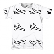 3D футболка с иконками самолетов