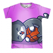 3D футболка с котом и баскетбольным мячом