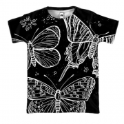3D футболка з білими метеликами
