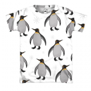 3D футболка з пінгвінами і сніжинками