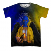 3D футболка стилизованный ангел с коктейлем молотова