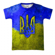3D футболка з гербом України на тлі стіни
