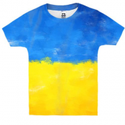 Детская 3D футболка акварельный флаг Украины (2)