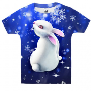 Детская 3D футболка Кролик в снежинках