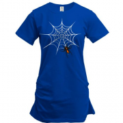 Подовжена футболка  з павуком і павутиною