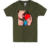 Детская футболка с девушкой и яблоком (поп арт)