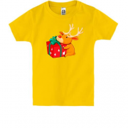 Детская футболка с олененком и подарком