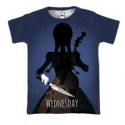 3D футболка  Wednesday играет на виолончели