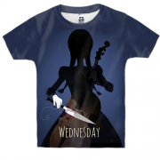 Детская 3D футболка Wednesday играет на виолончели