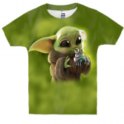 Детская 3D футболка Малыш Грогу с лягушкой