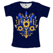 Женская 3D футболка Герб Украины с подсолнухами (АРТ) 2