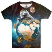 Детская 3D футболка "Космический Bitcoin"