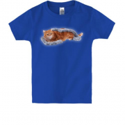 Детская футболка с котом в новогоднем дождике