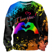 3D свитшот I love you rainbow