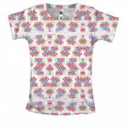 Женская 3D футболка с цветочками