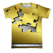 3D футболка с золотыми пазлами