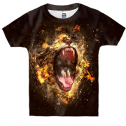Детская 3D футболка Огненная пасть льва