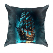 3D подушка с парусным кораблем в ночи