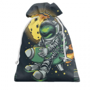 Подарочный мешочек с астронавтом на ракете