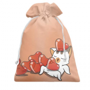 Подарочный мешочек с котом в сердечках