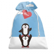 Подарочный мешочек с влюбленными пингвинами