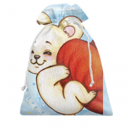 Подарочный мешочек с плюшевым мишкой и сердцем