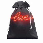 Подарочный мешочек с неоновой надписью "Love"