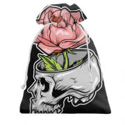 Подарочный мешочек с цветком в черепе